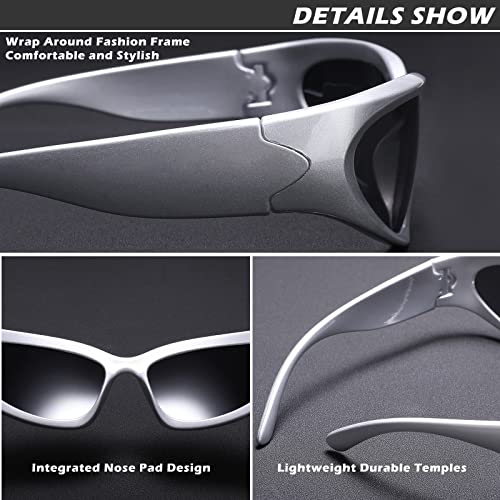 COASION Wrap Around Fashion Sunglasses Oval Dark Vintage Sun Glasses for Men Women Outdoor Sport Shades UV400 Eyeglasses4