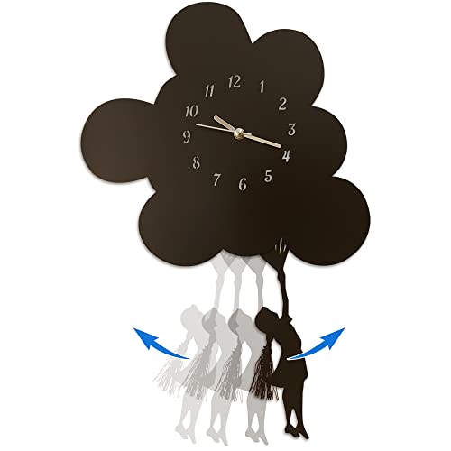 Colorful Balloons and Girl Pendulum Wall Clock.| Silent Non-Ticking Quartz Movement, Unique Kids Bedroom Decor, Double Layer MDF, Fun Gift for...