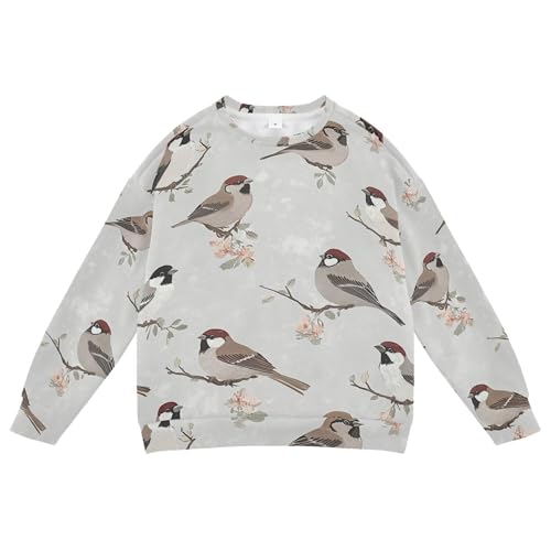 JUNZAN Cute House Sparrow Birds Big Boys Pullover Hoodie Long Sleeve Sweatshirt With Hoodie Camping 4T