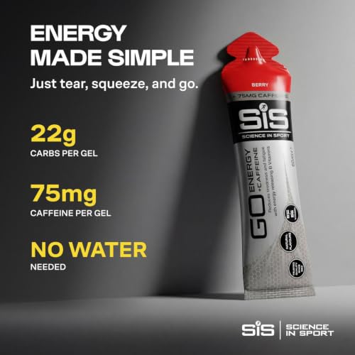 Image of Science in Sport GO Energy + Caffeine Energy Gel for Elite Athletes - 22g Carbohydrates & 75mg Caffeine - Isotonic Formula - Sports Nutrition - Berry Flavor - 30 Count
