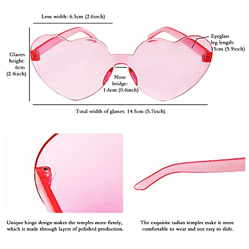 Image of 12 Pairs Heart Glasses Colorful Rimless Heart Shaped Sunglasses Love Glasses for Bachelorette Bride Party Favor