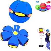 Magic Metaball Bouncing Ball, Children's Bouncing Ball, Magic Flying Saucer, Parent-Child Interaction, Transformation Flying Toy with 6 Light (Blue)