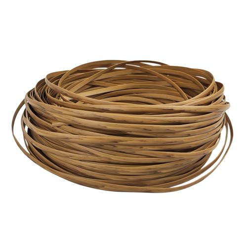 Feyart 7mm 80m/262ft Light Wood Grain PE Rattan Strip for Outdoor Rattan Furniture Repair, Plastic Wicker for Patio Furniture Restore