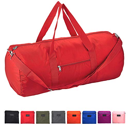 Vorspack Duffel Bag 24 Inches Foldable Lightweight Gym Bag with Inner Pocket for Travel Sports - Red