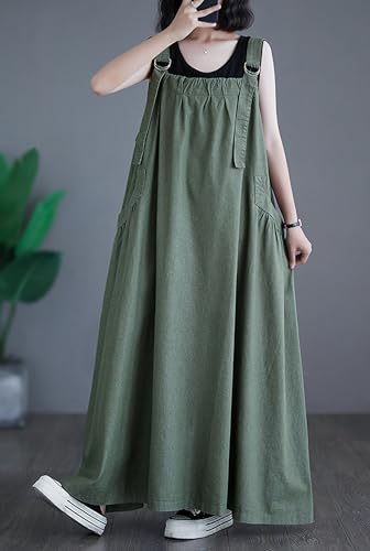 Image of Women's Casual Loose Denim Dress Sleeveless Adjustable Straps Denim Jumper Dress with Pockets