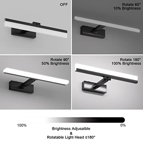 Ralbay Modern Led Picture Light Dimmable 15.7" Black Picture Light For Painting With Rotatable Lampshade,Black Wireless Art Light With 3 Color Temperature,Display Wall Art Light Battery Powered #TOP3