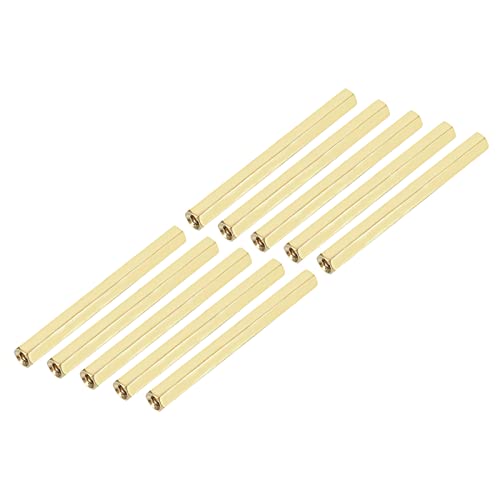 YOKIVE 10 Uds Latón Hex Espaciador recto, Separador Espaciador con Hembra Rosca | Fijación la Placa Base, Excelente para Industrias Electrónicas (M3 x 5 x 50mm)