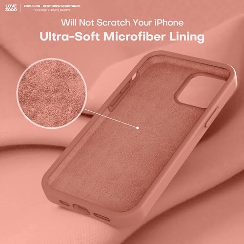 Image of LOVE 3000 Designed for iPhone 12 Case /iPhone 12 Pro Case, Premium Silicone with [Soft Anti-Scratch Microfiber Lining] Shockproof Protective Phone Case for Men Women Girls 6.1 inch, Caramel
