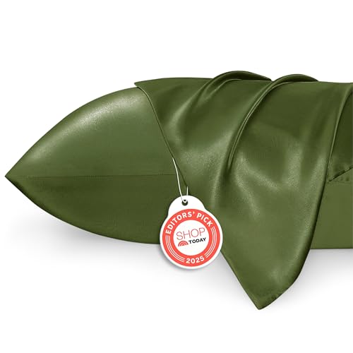 Bedsure Satin Pillowcase for Hair and Skin Queen - Moss Silky...