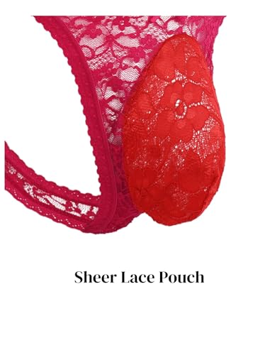 Tanga para hombre de encaje rojo con ajuste ergonómico L 5