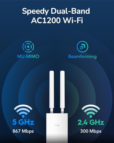 Image of Cudy AC1200 Wireless Access Point, Outdoor WiFi Extender, IP65 Water Proof, Beamforming, MU-MIMO, PoE Adapter Included, AP1200 Outdoor