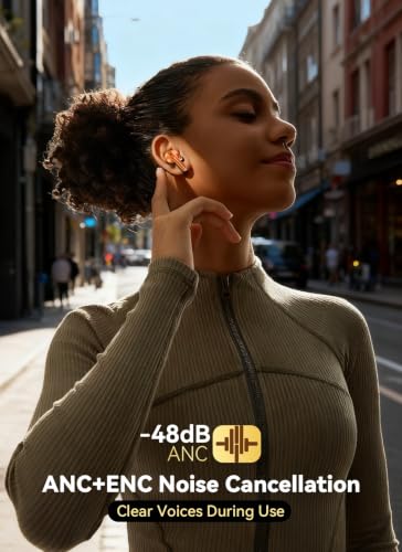 Image of Wireless Earbuds, Smart Touchscreen Ear Buds, ANC Headphones, Bluetooth 5.4 | Bluetooth 5.4, ENC Clear Calls, 13mm Drivers, 5 EQ Modes, Hi-Fi Deep Bass, Lightweight Fit, for iPhone /Android /Pad, Orange