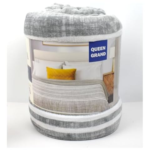 Life Comfort Reversible Sherpa Plush Blanket Size Queen, Light Grey Cover