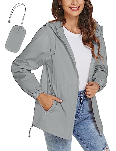 iWoo Women's Lightweight Waterproof Jacket, Grey M