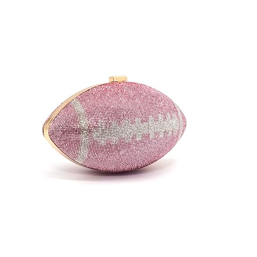 Gljozjn Rhinestone Football Shape Evening Clutch for Women - Sparkly Crystal Purse with Chain Strap, Formal Handbag for Wedding Party Prom Game Day(Pink) by Gljozjn - Used condition - Image 2