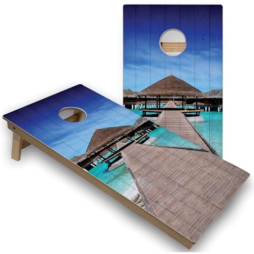 Skip's Garage Tropical Paradise All-Weather Cornhole Boards - PVC - NO Accessories
