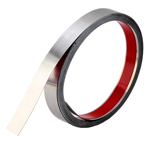 5 M x 1 CM Banda de Acero Inoxidable Cepillado, Listón Decorativo Autoadhesivo, Moldura Adhesiva Espejo, para Moldura Adhesiva Decorativa para Chimeneas, Marcos de Espejos, Muebles