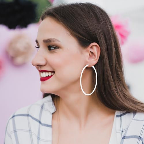 2Pcs Hoop Earrings for Women 70s 80s 90s Large Retro Neon Earrings 60mm Hoop Earrings Cute Beach Earrings Party Earrings Accessories for Women2