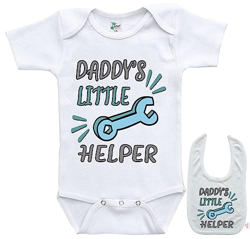 Image of Daddy's Little Helper Mechanic -Cute Automotive Car Baby bodysuit onesie & bib