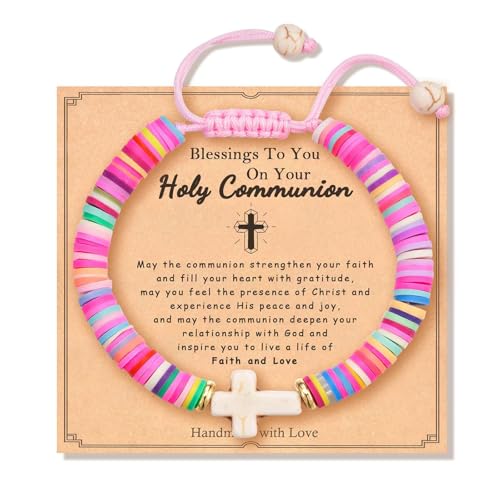 TELAIN Christening Gift Cross Bracelet for Girls - Communion Gift for Boys and Girls, Baptism Gift for Daughter, Granddaughter, Godchild