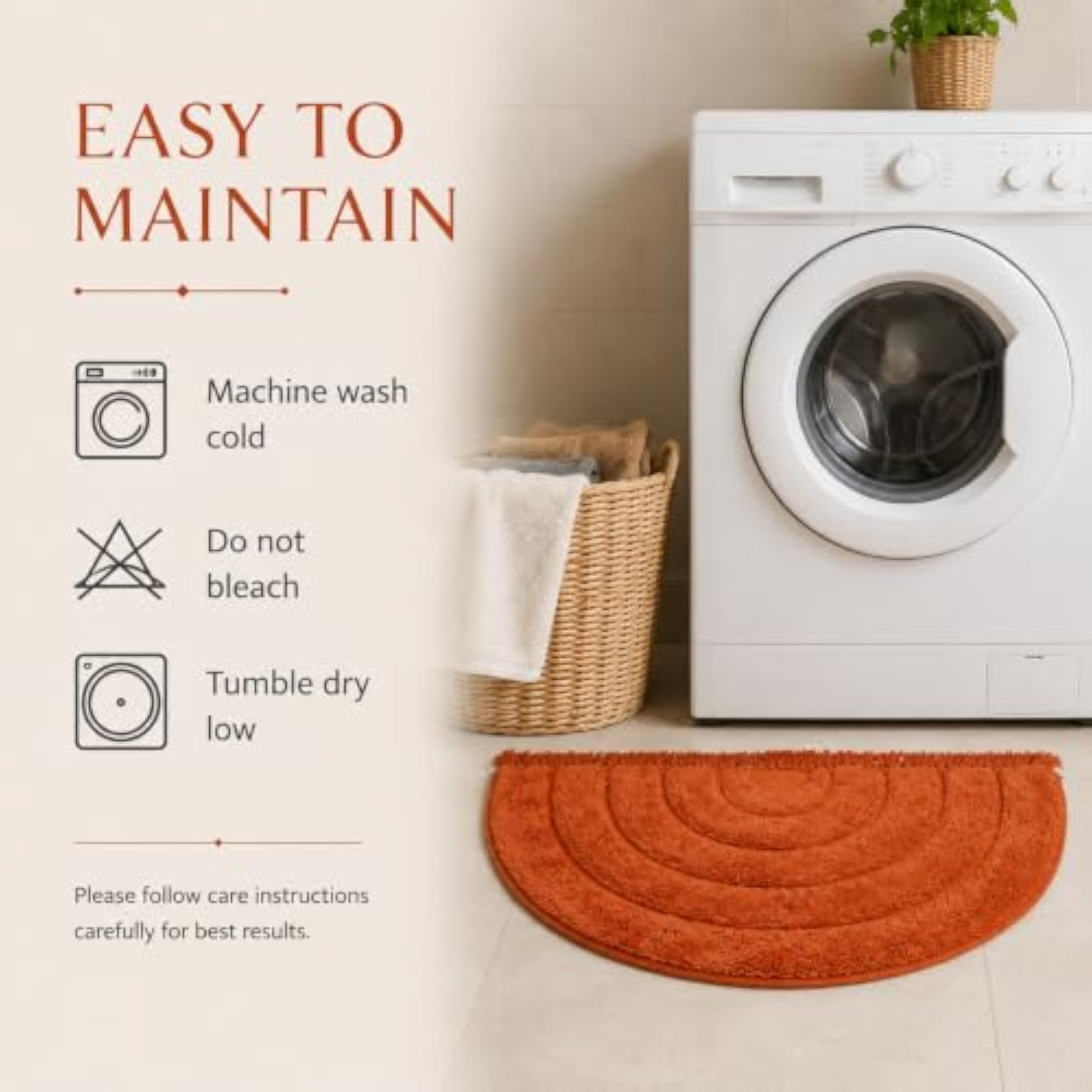 Half Circle Bath Mat in Rust Colour