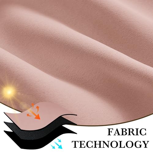 Image of RYB HOME 100% Blackout Short Curtains for Small Window, Thermal Insulated Noise Reducing Back Tab Curtains for Nursery Bathroom Basement, 42 inches Wide by 30 inches Long, Peach Pink