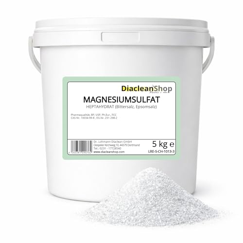Epsom Salz 5kg - Bittersalz - Magnesiumsulfat - in Pharmaqualität (reiner als Lebensmittelqualität) - Badesalz für Magnesiumbäder