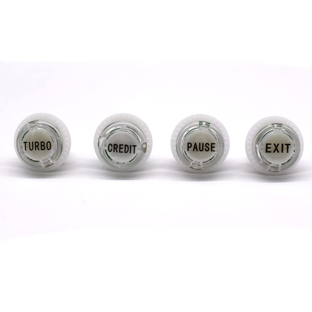 Arcity 4 Pcs/Lot 24mm Arcade LED Push Buttons Illuminated Turbo Credit Pause Exit Lit with Microswitch for Arcade Machine Games Console Parts 5V White New
