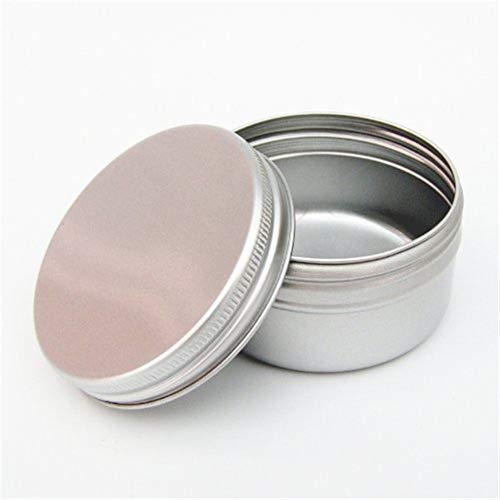 jingxiaopu 50 ML Vide Conteneurs Aluminium MéTal Rond Boite Pot avec Couvercle À Vis BoîTes De Conserve Rondes en Aluminium pour Baume Pommade Maquillage CrèMe Cover