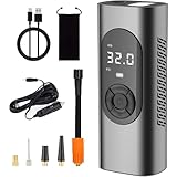 Yyton電動空気入れ エアコンプレッサー 電動エアーポンプ スマートエアポンプ 最大圧力150PSI 15S急速充填 USB充電式 6000mAh 自動停止 SOS/LEDライト 空気圧指定可能 LCD搭載 携帯便利 収納袋付き 自動車/バイク/原付/自転車/ボール/浮き輪 米/仏/英式全バルブ対応 PSE認証済 日本語取扱説明書付き