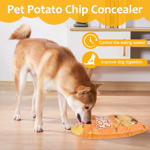 Dokeno Schnüffel Puzzle Spielzeug für Hunde,Hundebereicherung,mentale Stimulation mit -Sound für natürliche Nahrungssuche,intelligenzspielzeug für Hunde -Chips- und Kartoffelspielzeug