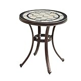 FAPOLITE Cast Aluminum Outdoor Side/End Table Anti-Rust Coffee Table Bistro Table for Patio, Indoor, Garden, Porch, Balcony (60cm Wentai Round Table)