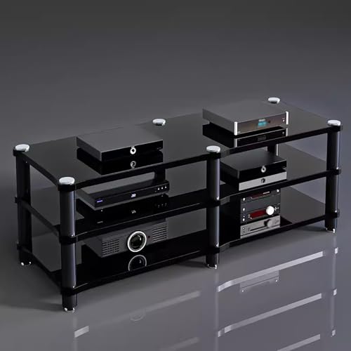 Meuble rack audio à 3 couches noir pour salon moderne et console de lecteur de disques
