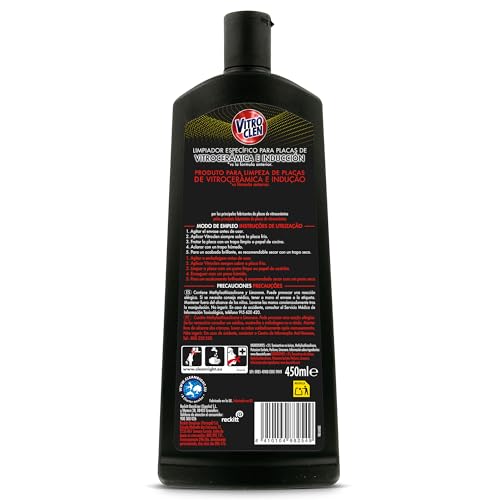 Miniatura 6 de Vitroclen Limpiador Vitrocerámica e Inducción, en Crema, Desincrusta, Desengrasa y Da Brillo, Aroma Limón, 450 ml