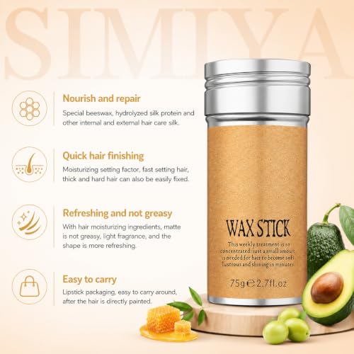 Image of Hair Wax Stick for Women & Men - Hair Slick Back Stick, Anti-Frizz and Fly Away Hair Tamer, No Residue Hair Finishing Stick for Flyaways, All Day Hold Styling Product for Smoothing Hair Strands. (150 gm)