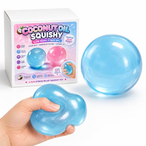 Coconut Oil Squishy Toy, Slow Rising Sensory Fidget Squeeze Toy for Adults, Cute Desktop Decor, Fun Office Home Gift（Blue）