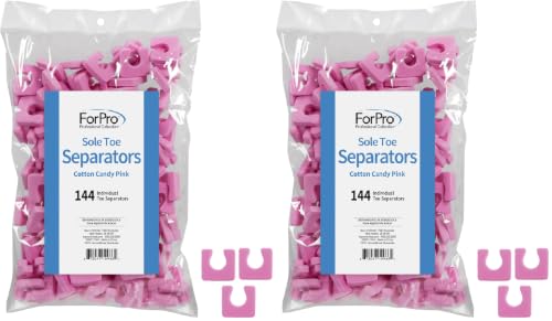 ForPro Professional Collection Sole Toe, Cotton Candy Pink, Individual Pedicure Toe Separators, 1” W x 1” L, 144-Count (Pack of 2)
