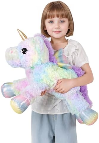 24 Inch Rainbow Colors Rose Velvet Unicorn Stuffed Animal Plush T...