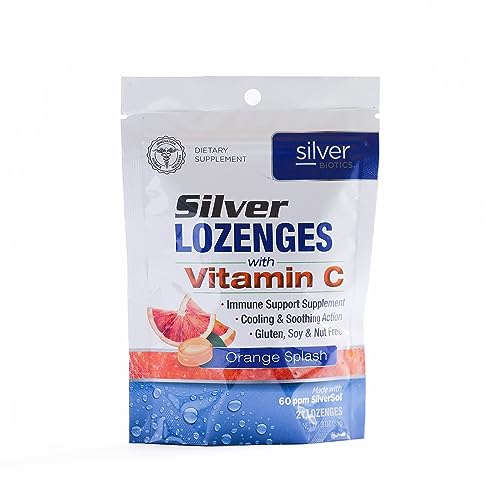 Silver Biotics Colloidal Silver Lozenges | 60 ppm SilverSol AgO Technology | Immune Support + Throat Soothing | Orange Vitamin C | 21 Count