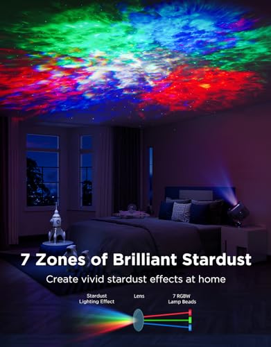 Govee Star Projector Lights, 7-Zone Colorful Nebula Effect, Work with Matter, 540ft² Coverage, LED Ceiling Lights for Bedroom, 50+ Scenes, 18 White Noise, Room Decor, Gifts for Kids, Sleep Lamp