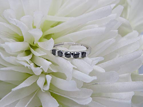 Dazzlingrock Collection 0.75 Carat (ctw) Round Black Diamond Ladies Anniversary Wedding Stackable Ring 3/4 CT, Sterling Silver3