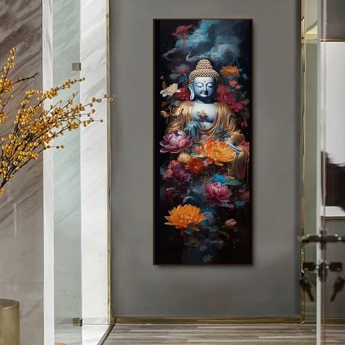 Peinture diamant Bouddha grand format 60x180 cm avec strass complets kit D-94