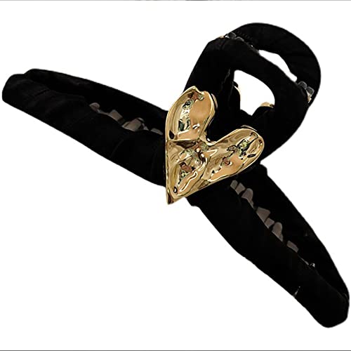 Valentine's Day Hair Clips Gold Heart-Shaped Exquisite Design Large Metal Black Hair Claw Clip For Thick Hair Thin Hair Hold Hair Accessories Fashion Nonslip Hair Clips Hair Valentine's Day Accessories For Women Gold Heart Hair Clip 1Pcs #TOP5