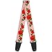 Buckle-Down Guitar Strap Rose Trio Leaves Pink 2 Inches Wide