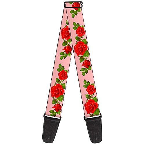 Buckle-down Sangle de guitare – 3 roses/feuilles Rose – 5,1 cm de large – 29–137,2 cm de long - Les Beatles, Paul McCartney, John Lennon, RIngo Starr, George Harrison Buckle-down Sangle de guitare – 3 roses/feuilles Rose – 5,1 cm de large – 29–137,2 cm de long