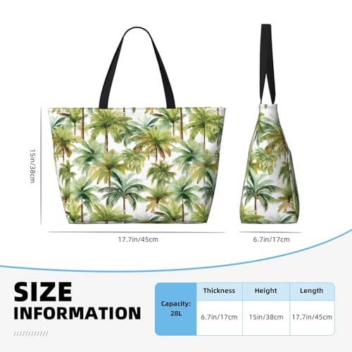 Green Coconut Tree Large Beach Bag Waterproof Sandproof Swim Tote Pool Bag For Women With Zipper3