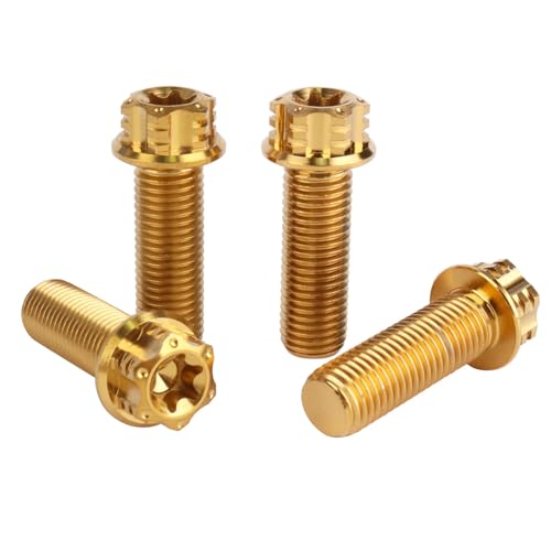 Image of 4Pcs Titanium Bolt Flange Torx Head M8 M10 x 20 25 30mm Screw Bolt for Motorcycle Car Modifications (Gold, M10x30mm Pitch 1.25)