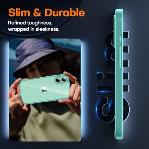 Image of TAURI for iPhone 17 Case, with Screen Protector, Green | Full Camera Protection, Anti-Yellowing Military-Grade Protection Shockproof Slim Phone Case for iPhone 17