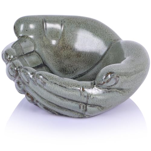 oliruim Ciotola decorativa in ceramica a forma di mano, versatile ciotola a forma di mano per piante grasse, supporto in cristallo, ciotola per chiavi, ingresso, soggiorno, libreria, decorazione per