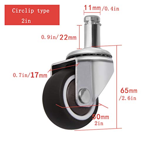 Casters Swivel Universal Wheel Office Chair Wheel 5pcs Rubber Casters for Furniture Computer Chair Table Trolley Bed Workbench Castor Heavy Duty Fitting